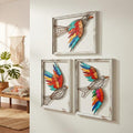 Newinhome Boho Metal Wall Art Birds,Wall Decor Colorful Bird 3 Pieces by Newinhome