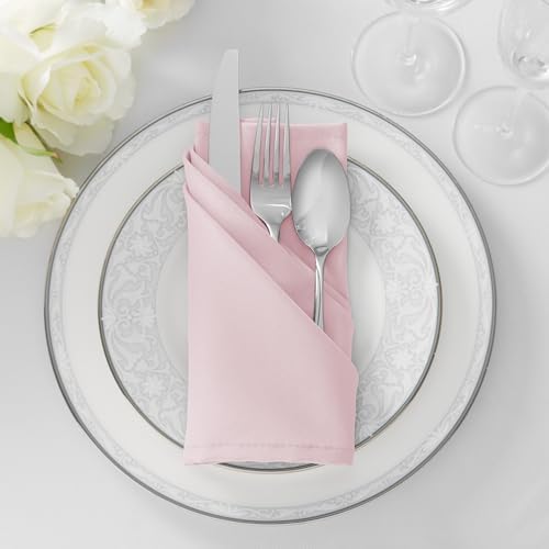 Lann's Linens Set of 144 Cloth Dinner Napkins, 17-inch Polyester Napkins, Washable and Reusable Fabric for Weddings, Hotels, Restaurants - Pink - Image 4