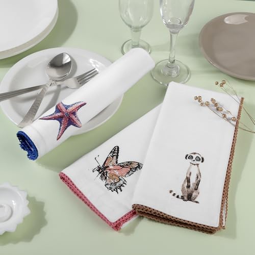 FINGERCRAFT Cloth Napkins Set of 12, 100% Cotton, 20x20 Inch, Multi Print - Image 3