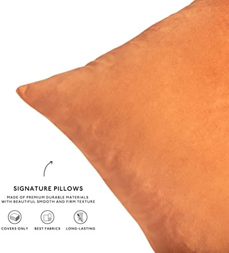 MONDAY MOOSE Decorative Throw Pillow Covers Cushion Cases, Set of 4 Soft Velvet Modern Designs, Mix and Match for Home Decor, Pillow Inserts Not Included (16x16 inch, Orange/Teal) - Image 6