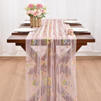 Butterfly Floral Table Runner Flowers Tea Garden Party Picnic Table Decor - Image 2