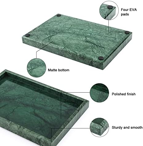 Marble Bathroom Vanity Tray, Blackish Green, 12" x 8" x 1.2" - Image 3