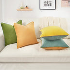 MONDAY MOOSE Decorative Throw Pillow Covers Cushion Cases, Set of 4 Soft Velvet Modern Double-Sided Designs, Mix and Match for Home Decor, Pillow Inserts Not Included (22x22 inch, Yellow/Green) - Image 6