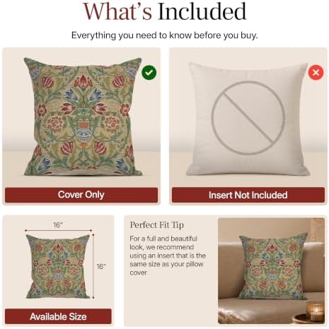William Morris Single-Stem Tapestry Throw Pillow Cover 16 x 16 in - Image 6