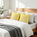 Mecatny Corduroy Throw Pillow Covers 24x24 Set of 2 Sundress Yellow - Image 7
