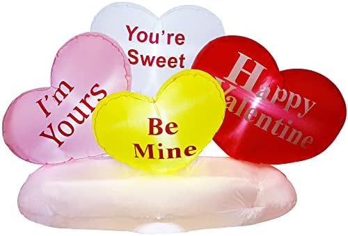 yofit 6 FT Long Valentine's Day Inflatable Hearts, LED Lights Hearts Cloud Happy Valentine Blow up Decorations, Valentine Romantic Holiday Decor for Indoor Outdoor Anniversary Wedding Party by yofit