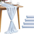 Pufogu 5 Pack 10Ft Baby Blue Chiffon Table Runner Sheer 29x120 Inch by Pufogu