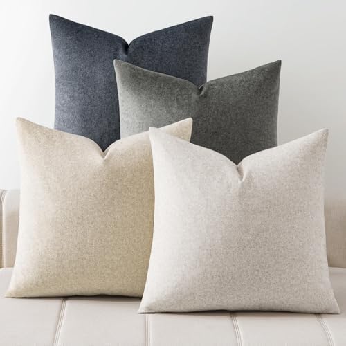 a moment Waterproof Throw Pillow Covers Set of 4,24x24 Inch Outdoor Stain Resistant Pet Friendly Pillowcases Cushion Covers for Patio Sofa and Living Room,Soft Charcoal by amoment