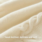 36 Inch White Knitted Christmas Tree Skirt Small Thick Cable Knit Round Cream for 4ft 5ft Tree Rustic Farmhouse Neutral Christmas Decor Tree Base Cover Xmas Home Decor (White-01) - Image 6