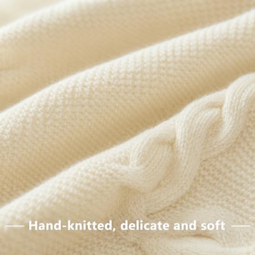 36 Inch White Knitted Christmas Tree Skirt Small Thick Cable Knit Round Cream for 4ft 5ft Tree Rustic Farmhouse Neutral Christmas Decor Tree Base Cover Xmas Home Decor (White-01) - Image 6
