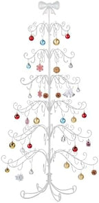 VINGLI 6FT Metal Christmas Ornament Tree, Wrought Iron Display Stand White - Image 2