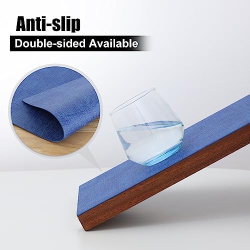 Homaxy PU Faux Leather Placemats for Dining Table, Set of 4, Sea Blue - Image 3