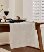 Solino Home 100% Linen Table Runner Natural, Classic Hemstitch 14 x 108 in - Image 2