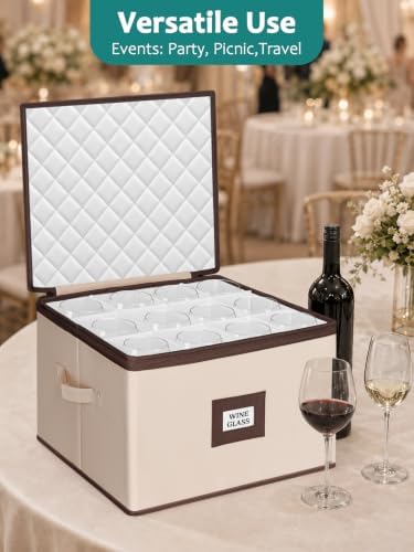 Cirhy Hard Shell Wine Glass Storage Box, China Moving Case for 24 Glasses - Image 5