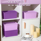 Menkxi 4 Pcs Storage Bins with Lids, Dark Purple, Light Purple, Small - Image 4