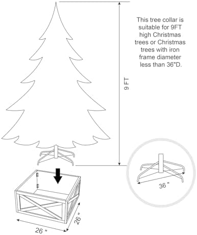 Glitzhome Christmas Tree Collar, Farmhouse Rustic 26" L Washed White Wooden Tree Collar Tree Base Cover Christmas Tree Skirt Collar for 9ft Tree - Image 5