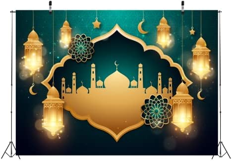 Fabric 9x6ft Eid Mubarak Backdrop Ramadan Party Backdrop Ramadan Kareem Arabian Nights Photography Background Muslim Ramadan Decorations for Home Islamic Festival Banner Photo Booth Props - Image 4