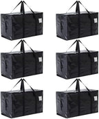 Moving Bags Heavy Duty Extra Large, Moving Boxes, Moving Supplies Essentials, Blue Storage Bins with Lids, Plastic Packing Totes, Storage Bags for Clothes with Handles & Zippers(Black, 6 Pack) by Unknown