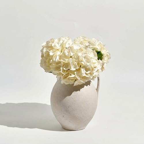LB2 White Ceramic Large Vase, 11.2" Tall Zen Style Vase, Terra Cotta Pitcher, Distressed Farmhouse Decor, Pottery Decorative Flower for Home Decor (D - White 11.2") - Image 5
