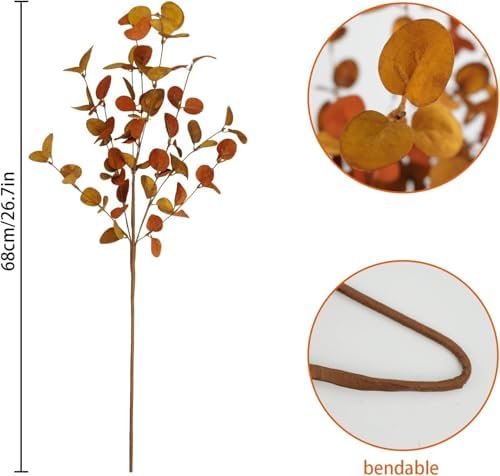 24 Pcs Artificial Fall Eucalyptus Stems, 26.7 Inch - Image 4