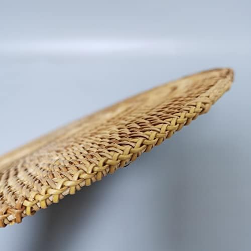 i-lan Set of 6 Round Rattan Placemats 12 Inch - Handmade Woven Wicker Table Mats, Heat Resistant Trivets for Hot Dishes, Decorative Boho Farmhouse Charger Plates for Kitchen Dining Table & Party - Image 4