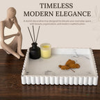 12" White Resin Decorative Tray, Home Decor for Coffee Table - Image 4