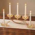 Crystal Lotus Taper Candle Holders, 3 Arms Metal Crystal Candlesticks, Decorative Flower-Shaped Candle Holders for Dining Table Centerpiece, Wedding, Home & Holiday Decor (Gold, Set of 3) by KOLNLALA