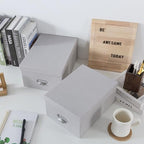 Soul & Lane - Gray Stacking Storage Boxes with Label Holders, Set of 2 - Image 5