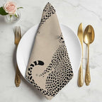 Black Wildlife Pattern Cloth Napkins Set of 8, Holiday Napkins for Baby Shower, Middle Century Leopard Print Beige Washable Reusable Dinner Napkin for Cocktail Wedding Party, 20 x 20 Inch - Image 2
