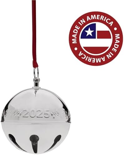 Wallace 2025 Silver-Plated Sleigh Bell Ornament 55th Edition - Cardinals and Poinsettias Holiday Collectible - Handcrafted Annual Christmas Bell with Gift Box - Image 5