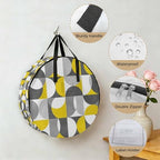 Vintage Mid-Century Round Storage Bag 24 Inch, Modern Abstract Geometric Yellow Gray Clothes Storage Container with Handles Heavy Duty Organizer for Comforter, Bedding & Holiday Wreaths - Image 5