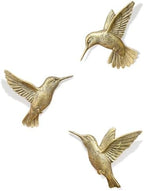 GUSFREUD 3D Hummingbird Wall Decor Set - Brass Resin Bird Wall Decor for Living Room, Bedroom and Gallery Walls - Vintage Gold - Set of 3 by GUSFREUD