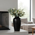 Black Vase for Home Decor, 11 Inch Tall Ceramic Flower Vases for Centerpiece, Modern Decorative Minimalist Vase for Pampas Grass, Textured, Living Room, Entryway, Kitchen Counter Decor - Image 4