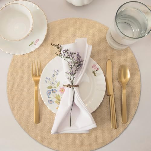 Kochorie 100 Pieces Burlap Placemats 15 Inch Round - Image 6