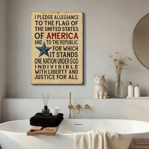 Ship Next Day - Framed American Flag Canvas Wall Art, Patriotic USA Typography Pledge of Allegiance Print, Vintage Farmhouse Home Decor Painting for Office, Living Room, Bedroom - Image 4