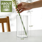 12pcs Stripe Glass Cylinder Vases for Centerpieces, 6 Inch Tall Flower Vase for Wedding Decorations, Hurricane Vases Floating Candle Holder for Table Centerpiece Wedding Home Décor - Image 3