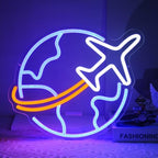Airplane Travel Neon Sign Earth Neon Lights for Bedroom Decor Kids Gifts - Image 4