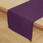 Solino Home Cotton Linen Table Runner Purple Hemstitch, 14 x 120 in - Image 2