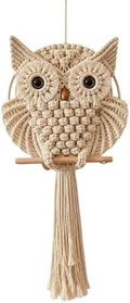Bohemian Owl Macramé Wall Hanging Pack Of 2-12 x 23 Inch - Handcrafted Boho Home Décor with Natural Elements - Boho Chic Accent for Home, Office, or Living Room (Light Yellow) by Unknown