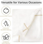 VIJIV 12 Pack Bling Satin Cloth Napkins & Gold Napkin Rings Set of 6 White - Image 3