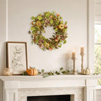 18 Inch Hydrangea Fall Wreath with Round Pumpkins and Berry Clusters - Image 4