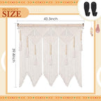 Buryeah 43 x 39 Inch Large Macrame Wall Hanging Boho Tapestry Macrame Wall Decor Cotton Tassel Macrame Curtain Beige Stylish Bohemian Wall Art for Home Living Room Bedroom Dorm Wedding - Image 2