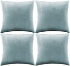 GIGIZAZA Decorative Throw Pillow Covers 20 x 20, Grey Blue Sofa Pillow Covers Velvet, Set of 4 Decor Square Cushion Covers by GIGIZAZAFocusingonhomedecoration