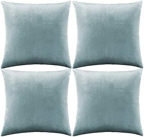 GIGIZAZA Decorative Throw Pillow Covers 20 x 20, Grey Blue Sofa Pillow Covers Velvet, Set of 4 Decor Square Cushion Covers by GIGIZAZAFocusingonhomedecoration