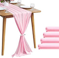 Pufogu 5 Pack 10Ft Pink Chiffon Table Runner Sheer 29x120 Inch by Pufogu