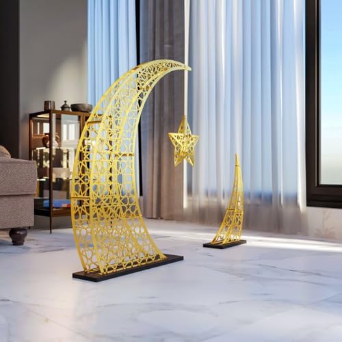 Ramadan Crescent Moon Decor Islamic Home Decoration for Eid Muslim Gifts (Matte Gold, 33x24.4 inches | 84x62 cm) - Image 4