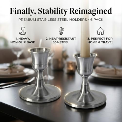 Silver Wine Glass Metal Candlestick Holders -Vintage Modern Metal Taper Candle Holders, Decorative Centerpiece for Table Mantel, Wedding Kitchen Home Decor, Wedding Gift,30Pcs - Image 7