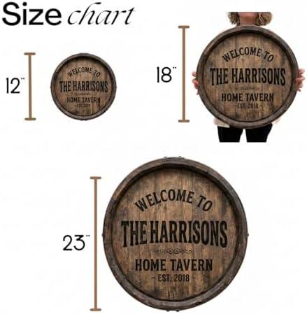 Personalized Family Name Sign, Custom Faux Whiskey Barrel Wall Decor, "Home Tavern" Bar Plaque, Flat MDF Board with Realistic 3D Print (Not Real Wood or Metal), Rustic Man Cave Art - Image 5