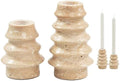 Travertine Marble Candlestick Holders - Set of 2 Stone Candle Sticks Holder Tree Decor, Decorative Modern Candle Stands for Taper Candles by LWALMS