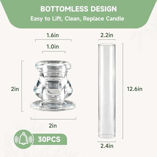 30 Pack Glass Hurricane Candle Holders 12.6" Open Ended Candlestick Tubes - Image 2